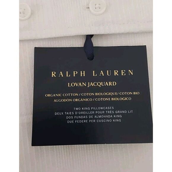 Ralph Lauren LOVAN JACQUARD 100% Organic Cotton Two King Pillowcases PARCHMENT - Picture 8 of 10